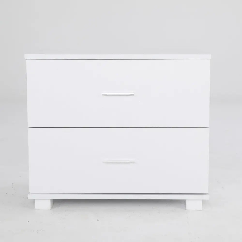 Bedside Table Side Storage Cabinet Nightstand Bedroom 2 Drawer Legs ETTA WHITE - Furniture > Bedroom