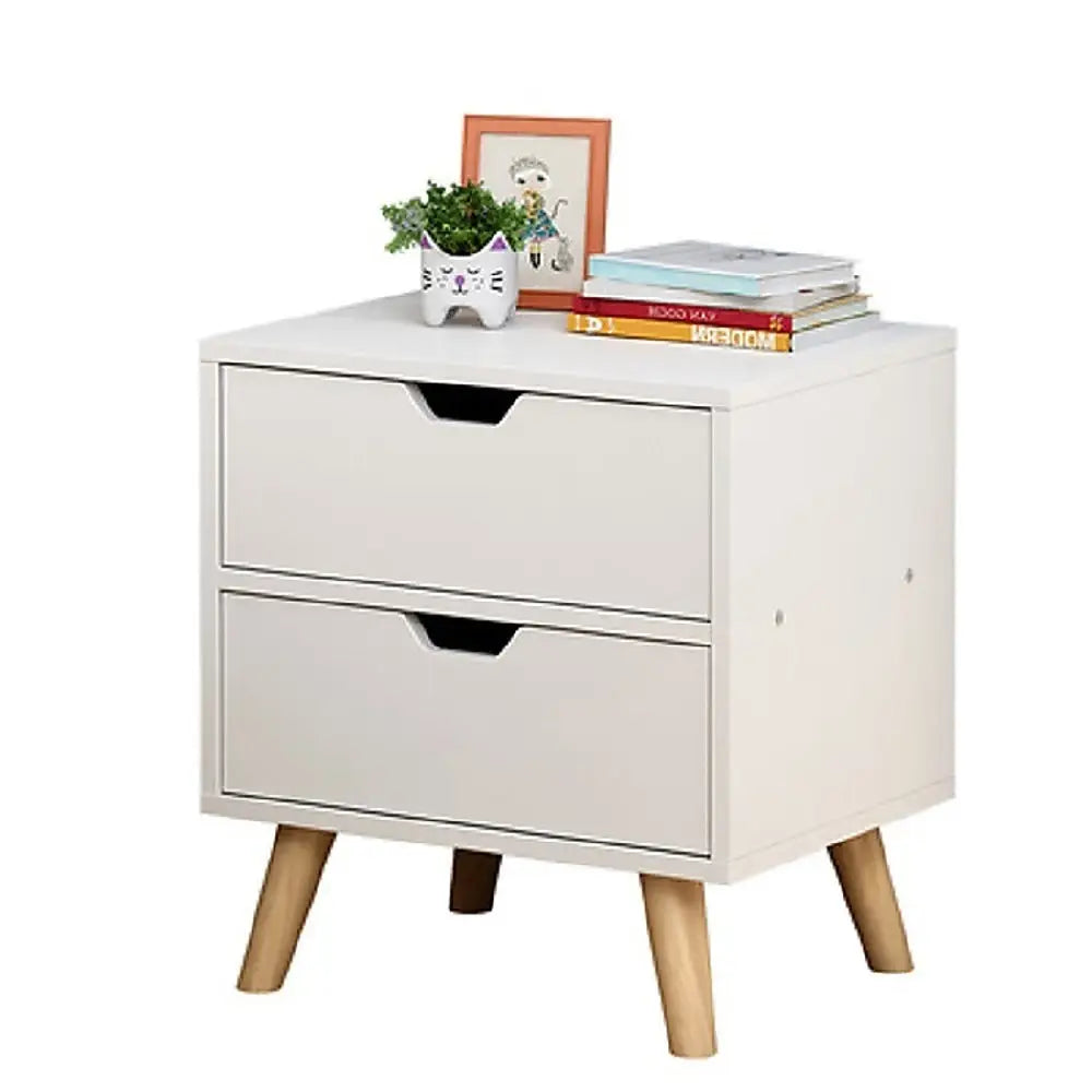 Bedside Tables Drawers Side Table Nightstand White Storage Cabinet Wood - Furniture > Office