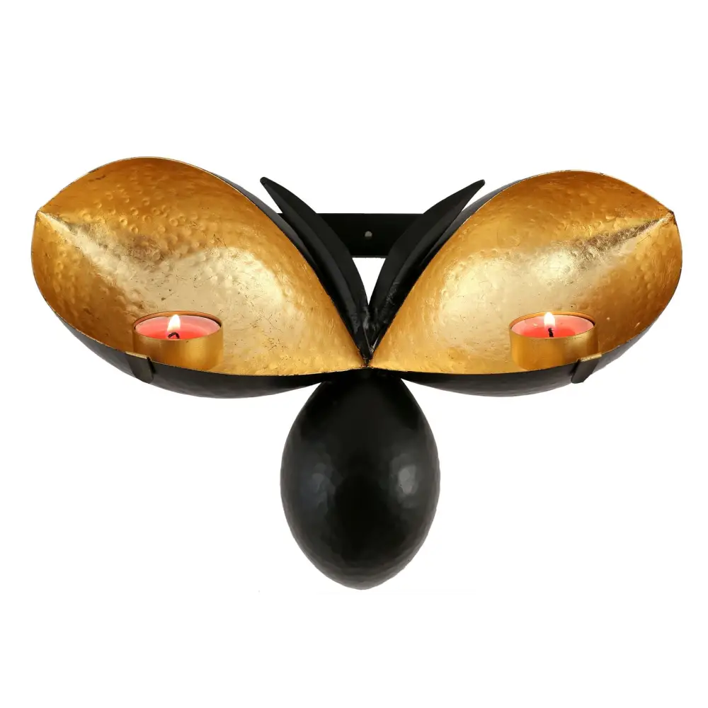 Bee Shape Wall Mounted Black Gold Candle Holders - Set of 3 - Home & Garden > Decor