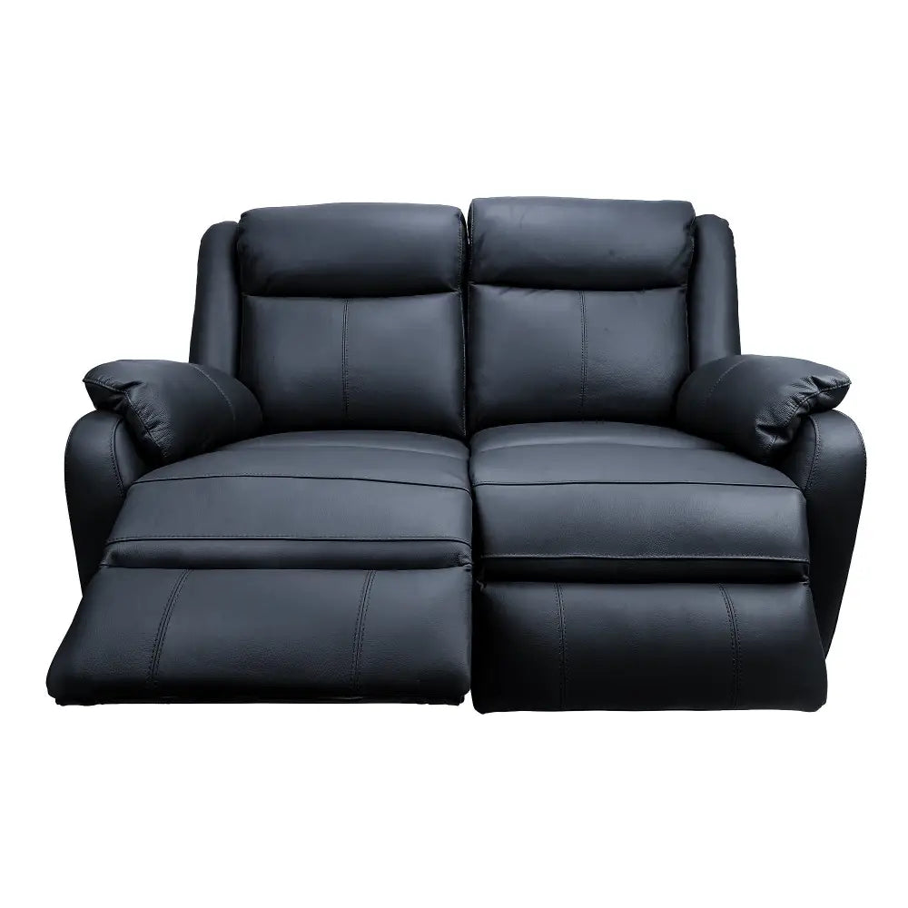 Bella 2 Seater Electric Recliner Genuine Leather Upholstered Lounge - Black - Furniture > Sofas
