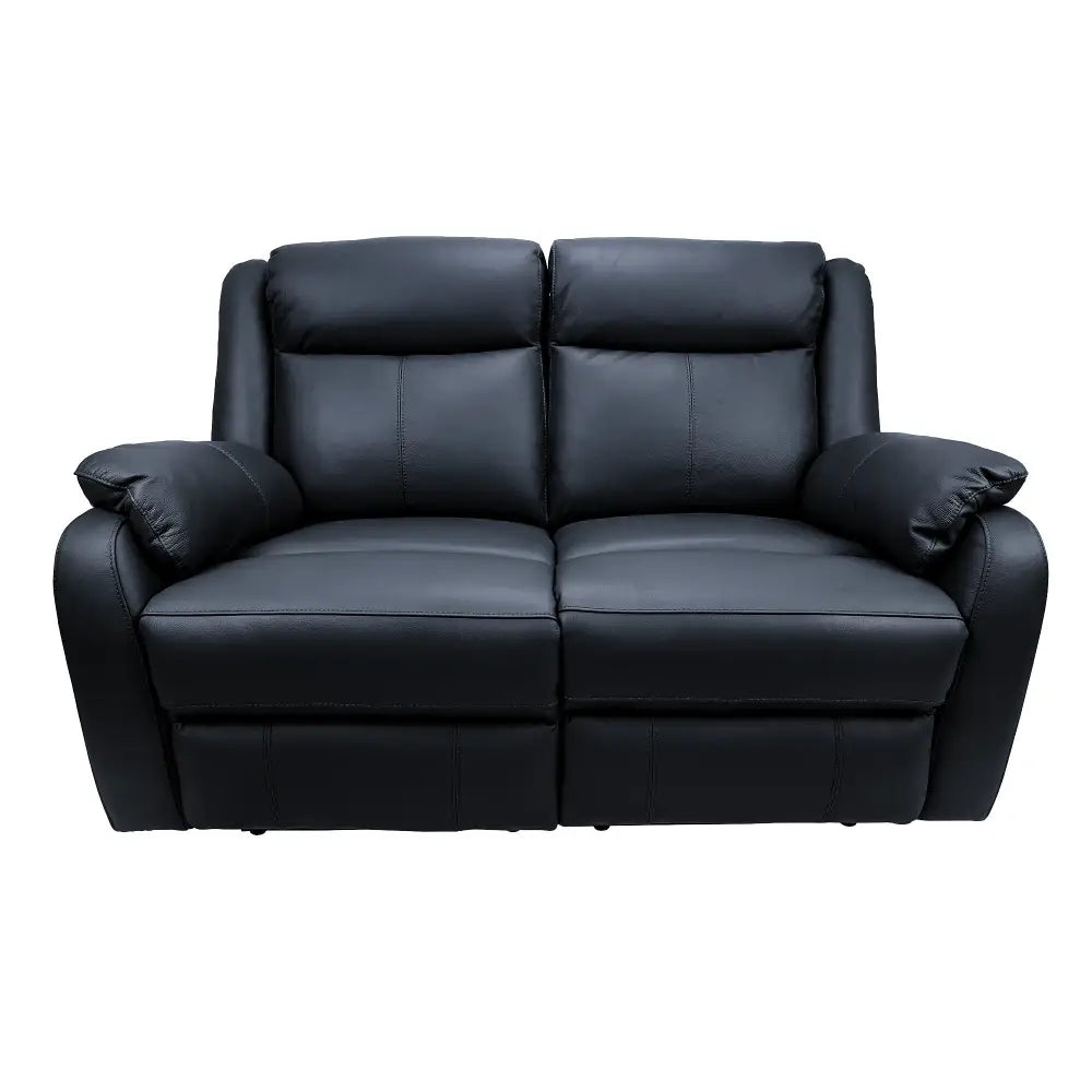 Bella 2 Seater Electric Recliner Genuine Leather Upholstered Lounge - Black - Furniture > Sofas