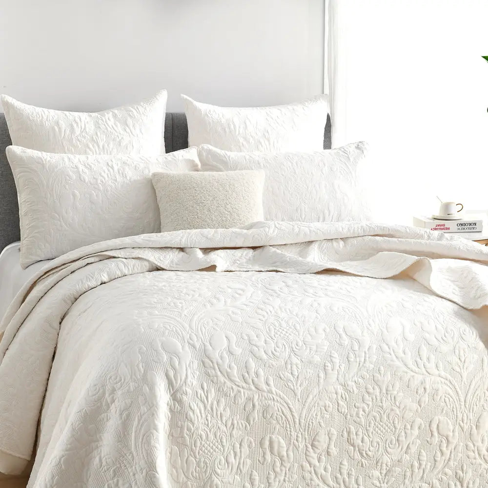 Berlin Jacquard Stone Coverlet Set by Renee Taylor Queen/King - Home & Garden > Bedding > Bed Sheets