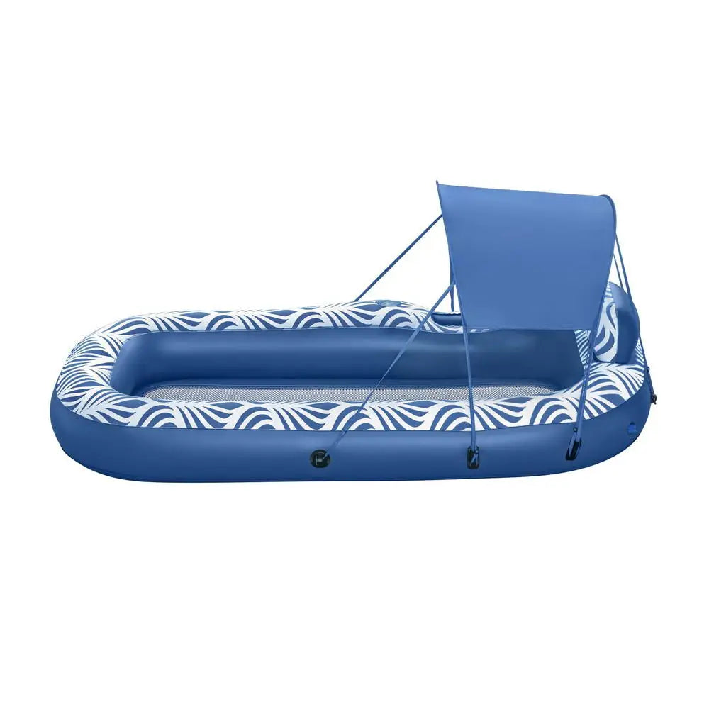 Bestway Inflatable Floating Float Lounger with Sunshade Canopy 1.98Mx1.12M Blue - Home & Garden > Pool & Accessories >