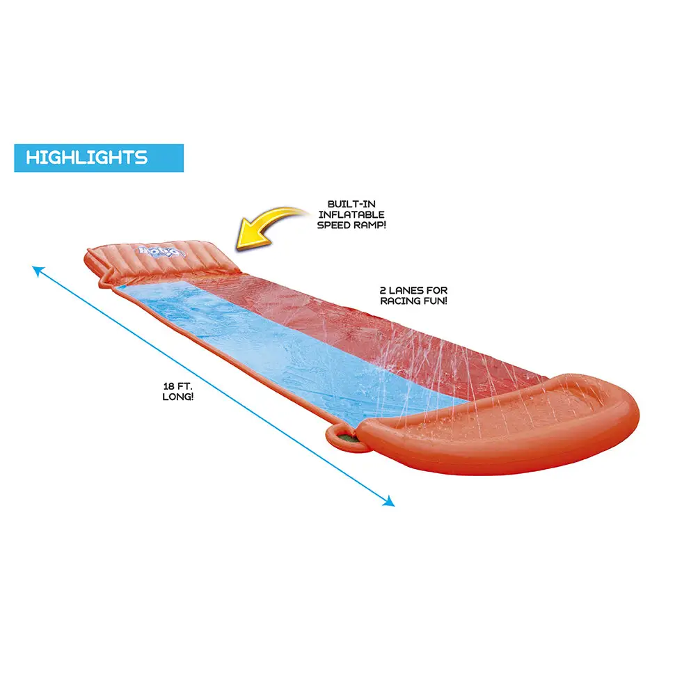 Bestway Kids H20GO Double Water Slide with Ramp - 18’/5.49m - Home & Garden > Pool & Accessories