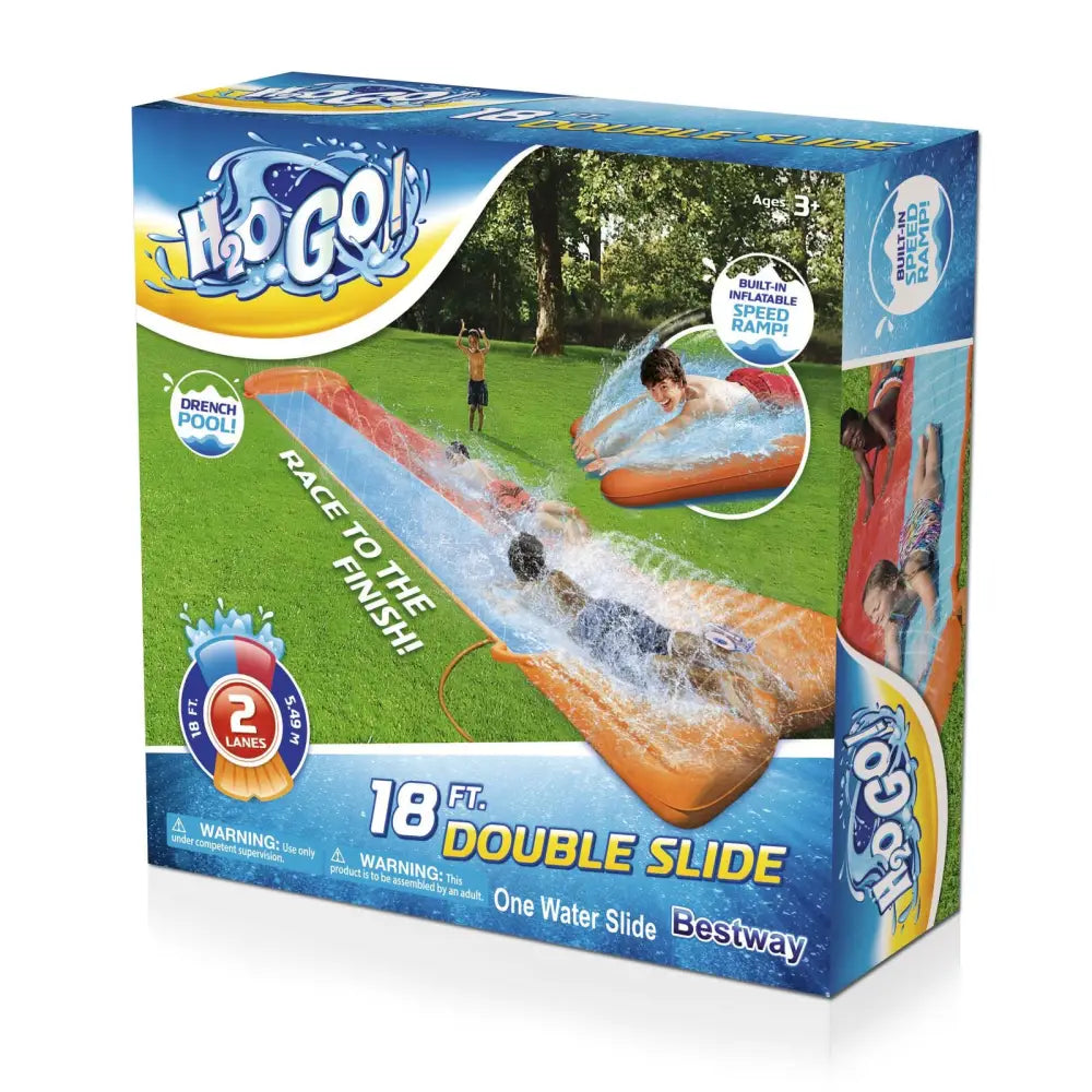 Bestway Kids H20GO Double Water Slide with Ramp - 18’/5.49m - Home & Garden > Pool & Accessories