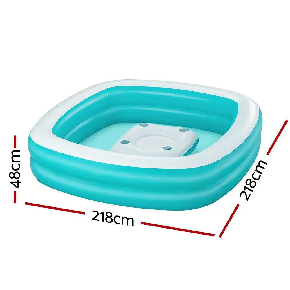 Bestway Kids Inflatable Family Pool with Center Console Cup Holder 218x218x48cm - Home & Garden > Pool & Accessories >
