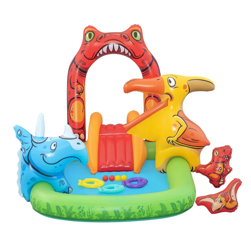 Bestway Kids Inflatable Play Splash Pool with Slide Ball Tossing Toys 242x140cm - Home & Garden > Pool & Accessories >