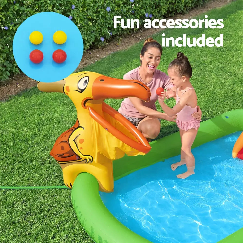 Bestway Kids Inflatable Play Splash Pool with Slide Ball Tossing Toys 242x140cm - Home & Garden > Pool & Accessories >