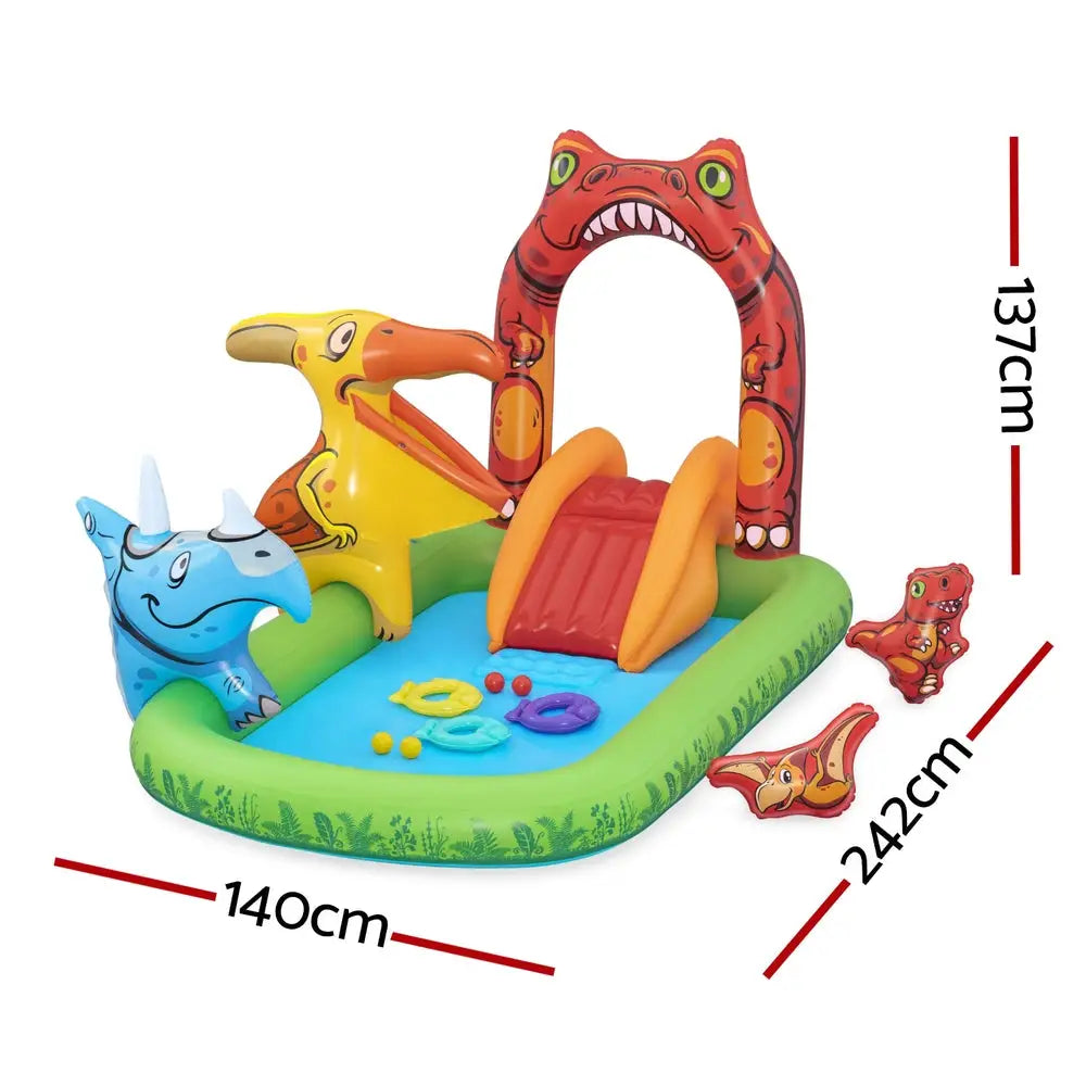 Bestway Kids Inflatable Play Splash Pool with Slide Ball Tossing Toys 242x140cm - Home & Garden > Pool & Accessories >