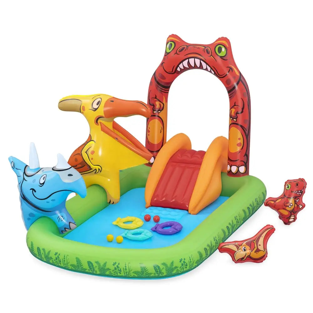 Bestway Kids Inflatable Play Splash Pool with Slide Ball Tossing Toys 242x140cm - Home & Garden > Pool & Accessories >