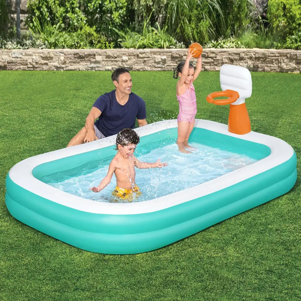 Bestway Kids Inflatable Pool Above Ground Play Pools Basketball Hoop 251x168cm - Home & Garden > Pool & Accessories >