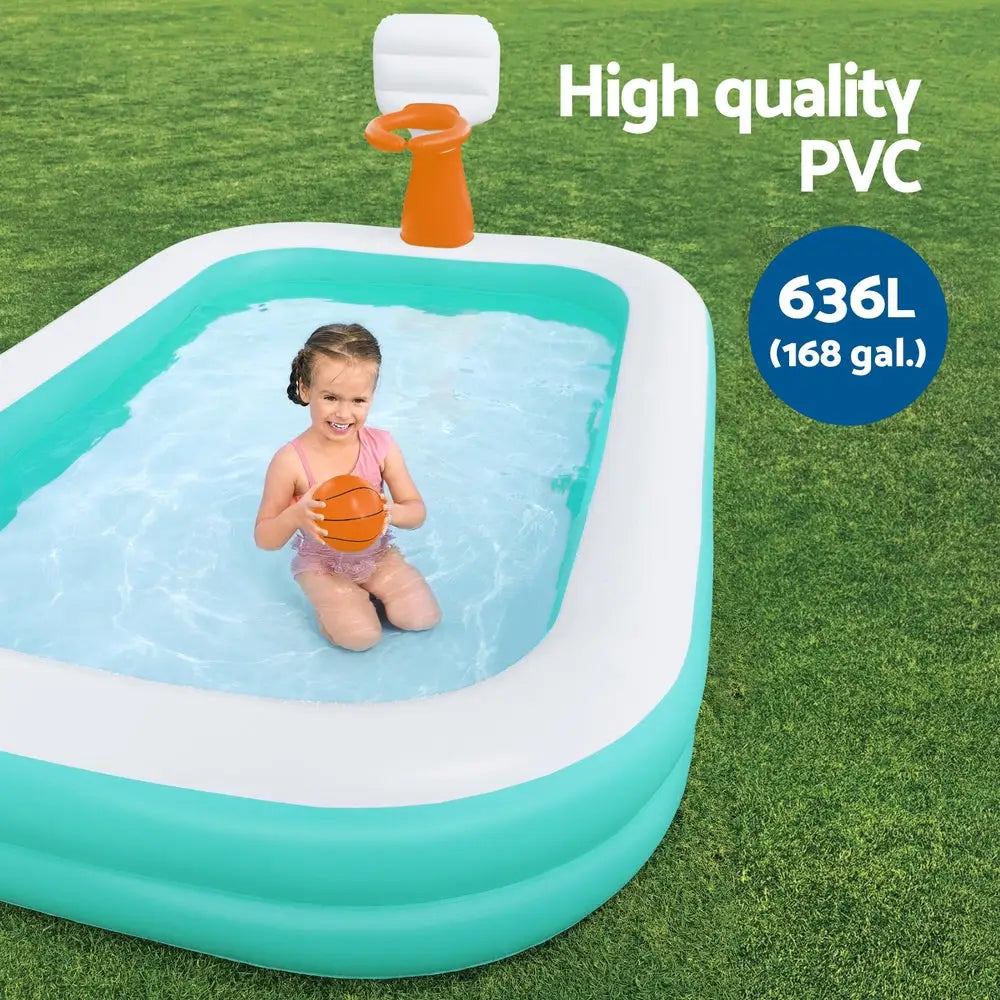 Bestway Kids Inflatable Pool Above Ground Play Pools Basketball Hoop 251x168cm - Home & Garden > Pool & Accessories >