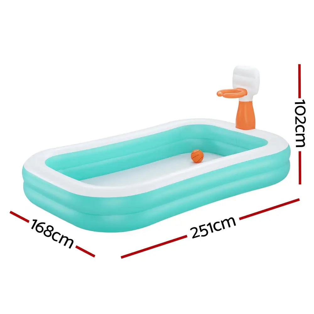 Bestway Kids Inflatable Pool Above Ground Play Pools Basketball Hoop 251x168cm - Home & Garden > Pool & Accessories >