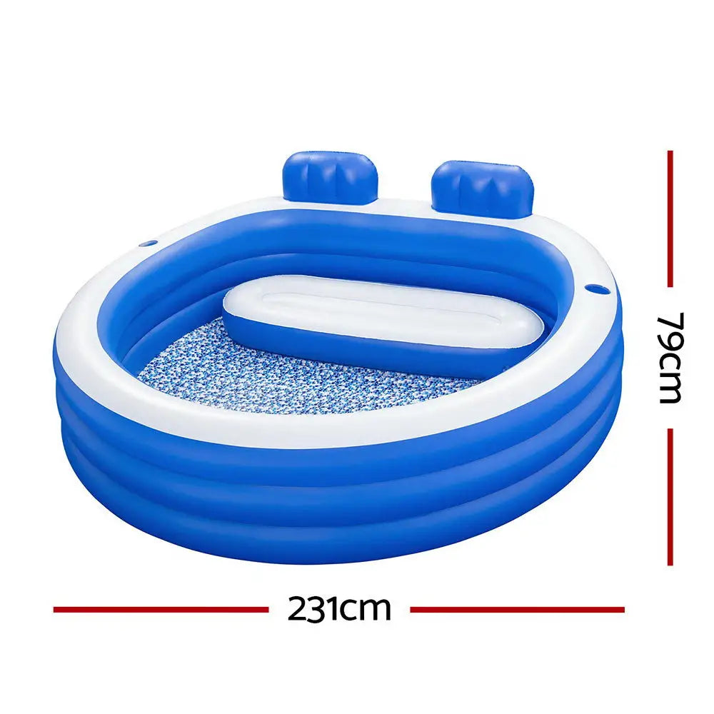 Bestway Kids Inflatable Pool Above Ground Pools Bench Seat Cup Holder 231x219cm - Home & Garden > Pool & Accessories >