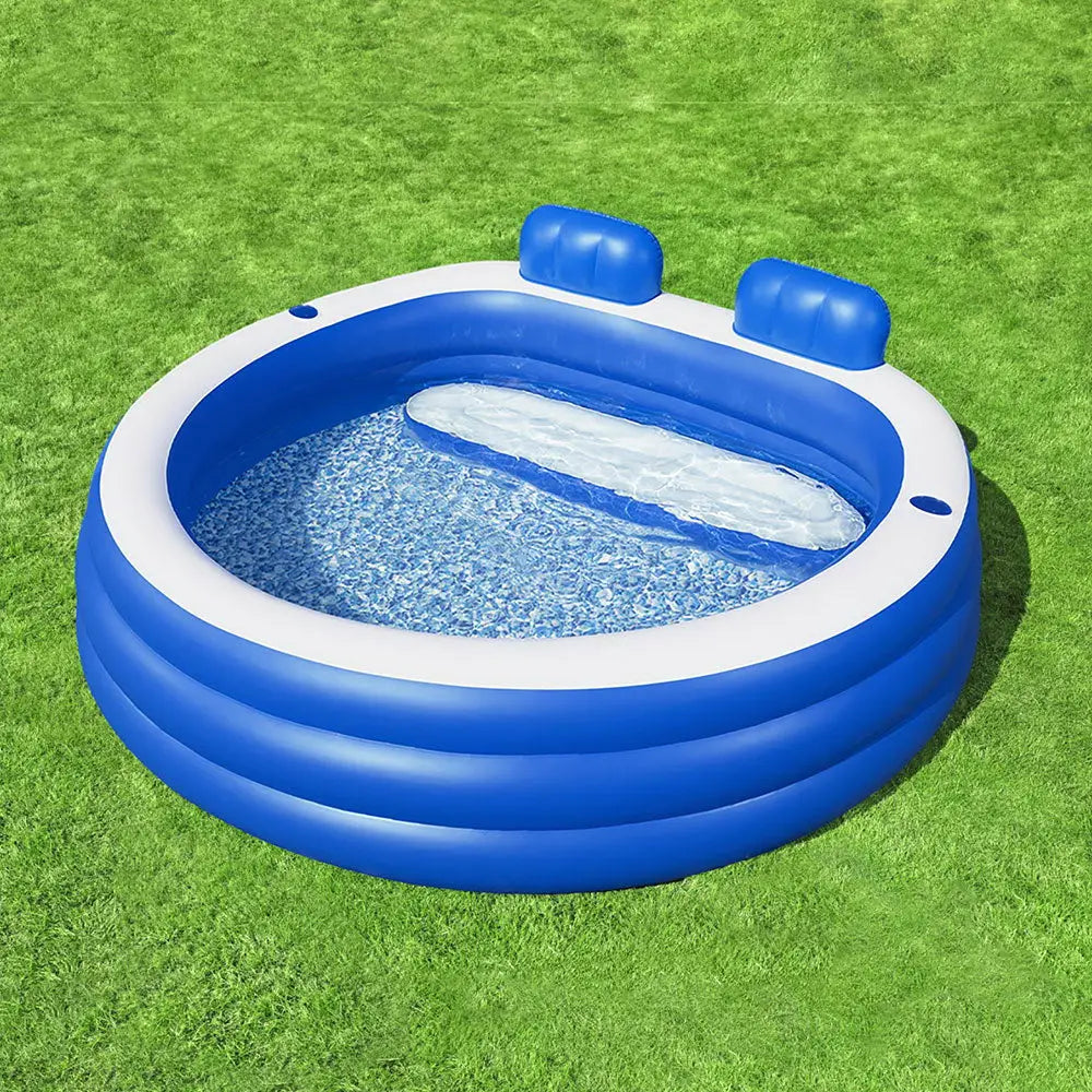 Bestway Kids Inflatable Pool Above Ground Pools Bench Seat Cup Holder 231x219cm - Home & Garden > Pool & Accessories >