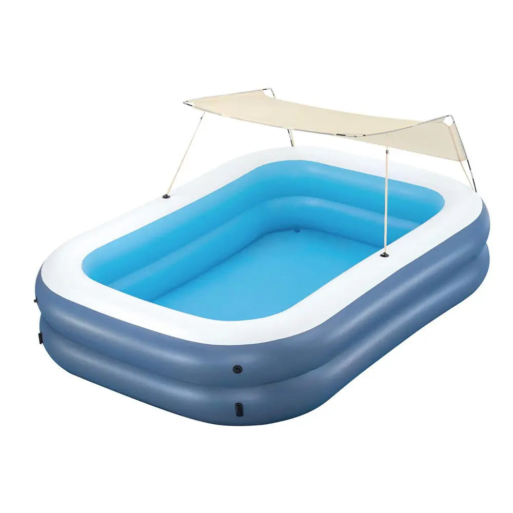 Bestway Kids Inflatable Pool Above Ground Splash Pool with Sunshade 254x178cm - Home & Garden > Pool & Accessories >