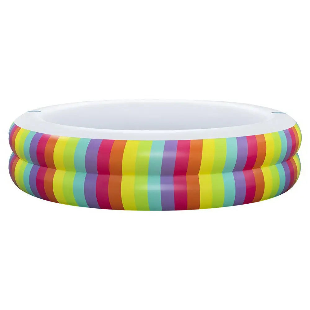 Bestway Kids Inflatable Round Pool Above Ground Cup Holder Rainbow 206x206x51cm - Home & Garden > Pool & Accessories >