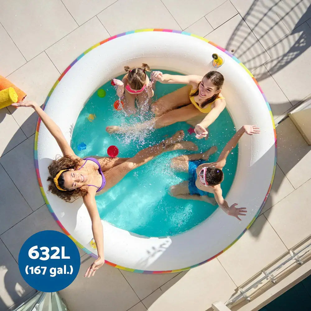 Bestway Kids Inflatable Round Pool Above Ground Cup Holder Rainbow 206x206x51cm - Home & Garden > Pool & Accessories >
