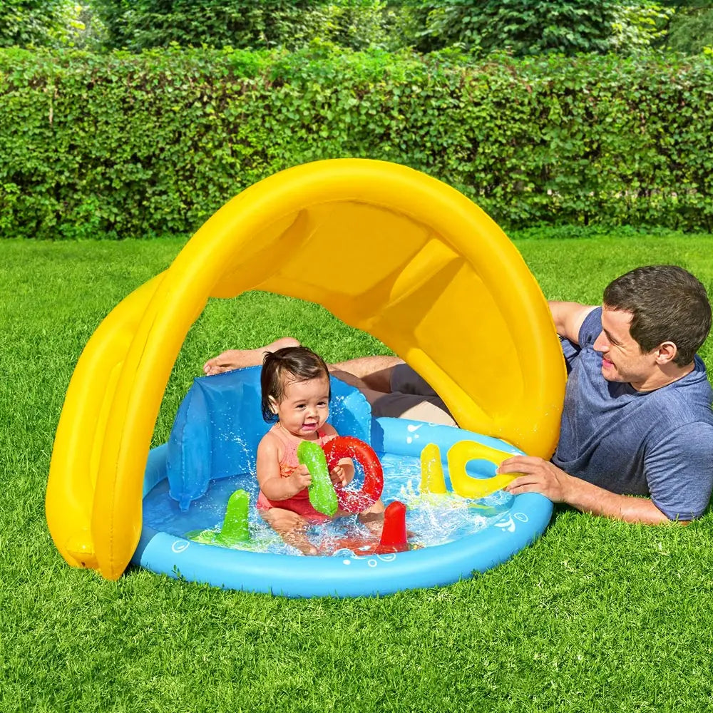 Bestway Kids Pool 115x89x76cm Inflatable Play Swimming Pools w/ Canopy 31L - Home & Garden > Pool & Accessories >