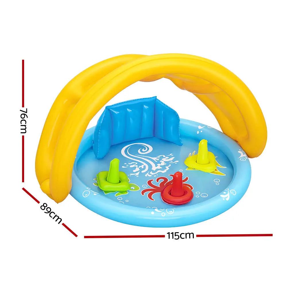 Bestway Kids Pool 115x89x76cm Inflatable Play Swimming Pools w/ Canopy 31L - Home & Garden > Pool & Accessories >