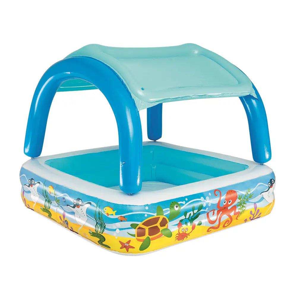 Bestway Kids Pool 140x140x114cm Inflatable Swimming w/ Canopy Play Pools 265L - Home & Garden > Pool & Accessories >