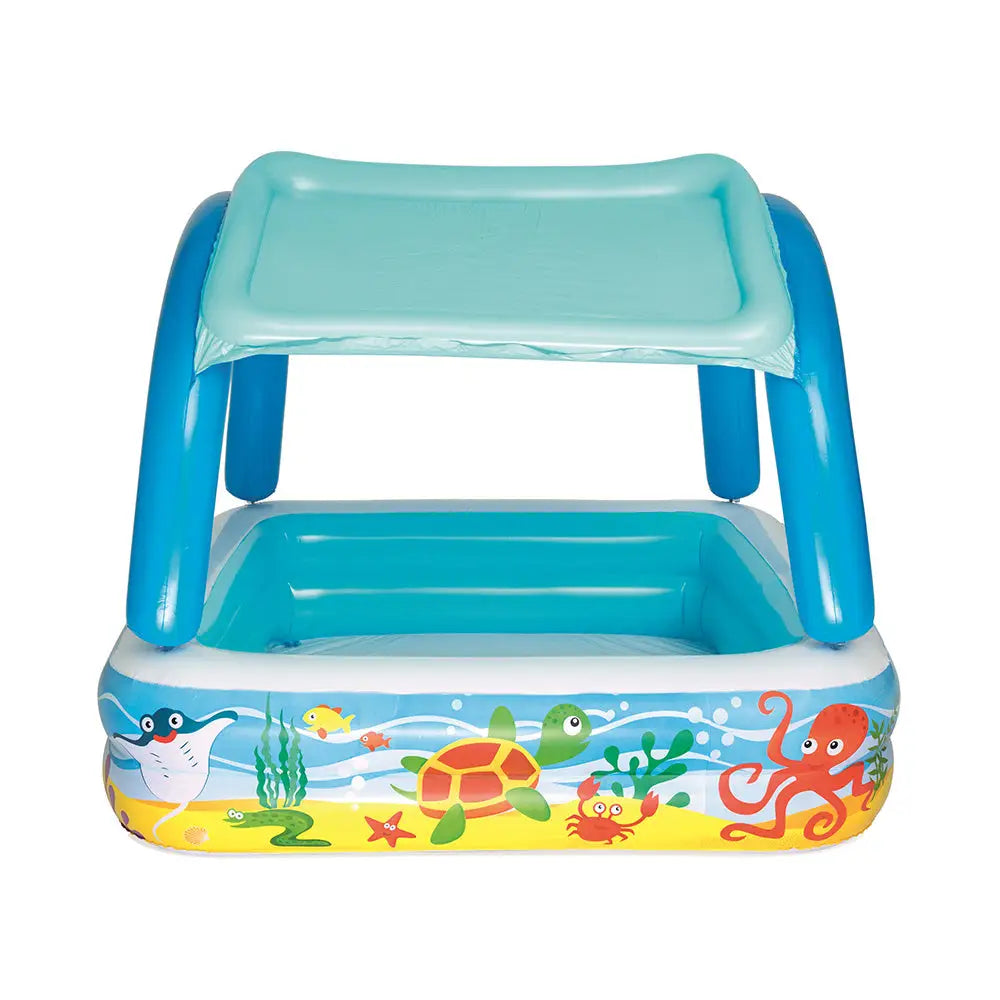 Bestway Kids Pool 140x140x114cm Inflatable Swimming w/ Canopy Play Pools 265L - Home & Garden > Pool & Accessories >