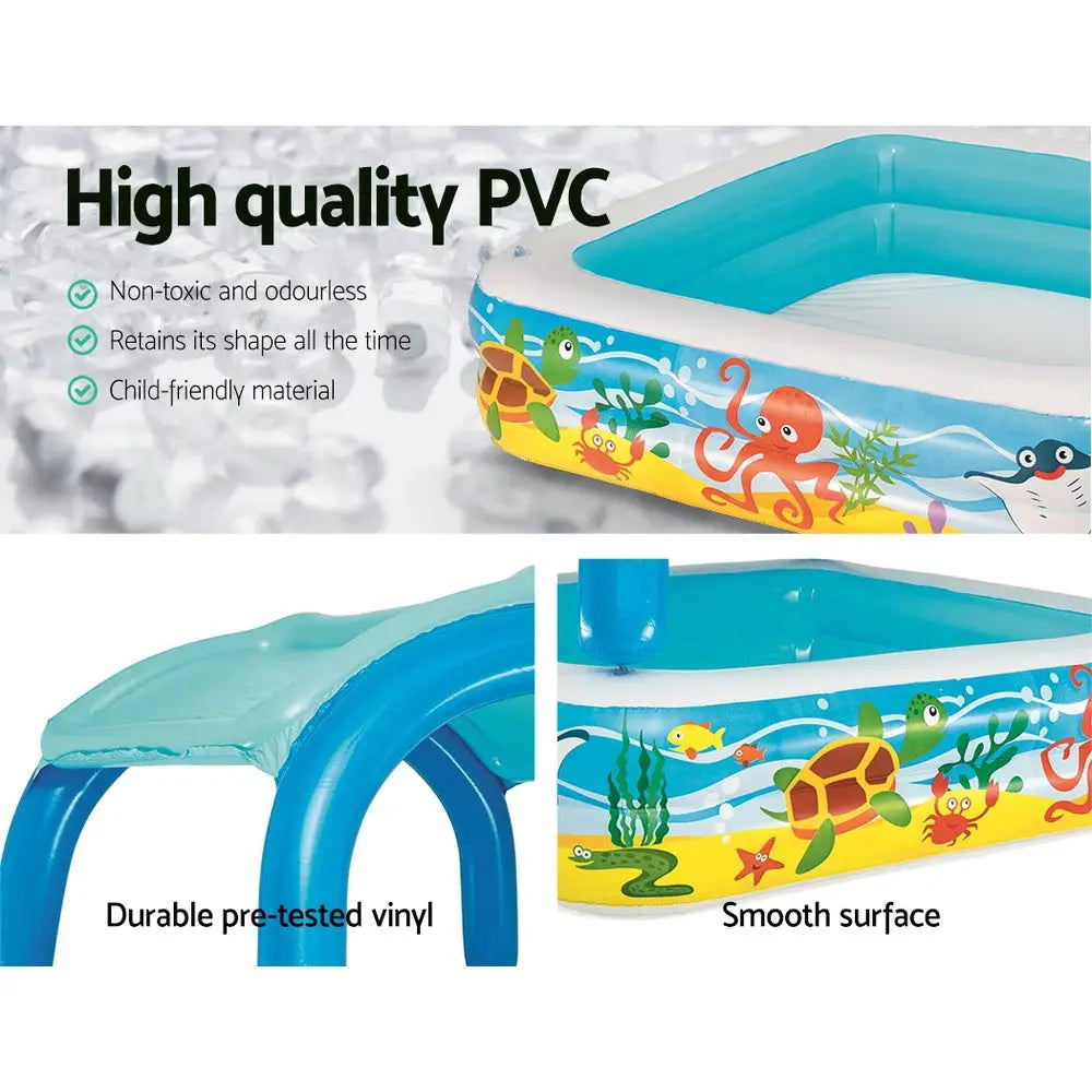 Bestway Kids Pool 140x140x114cm Inflatable Swimming w/ Canopy Play Pools 265L - Home & Garden > Pool & Accessories >