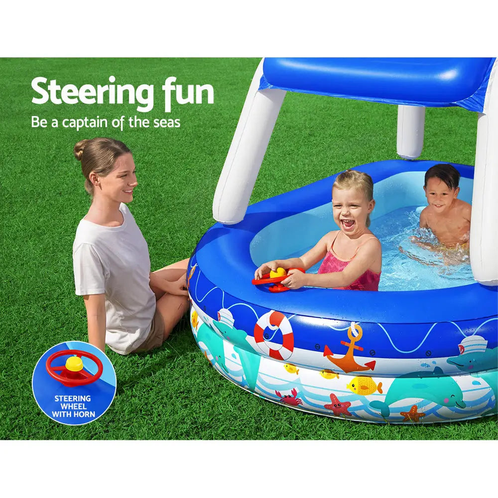 Bestway Kids Pool 213x155x132cm Inflatable Swimming w/ Canopy Play Pools 282L - Home & Garden > Pool & Accessories >