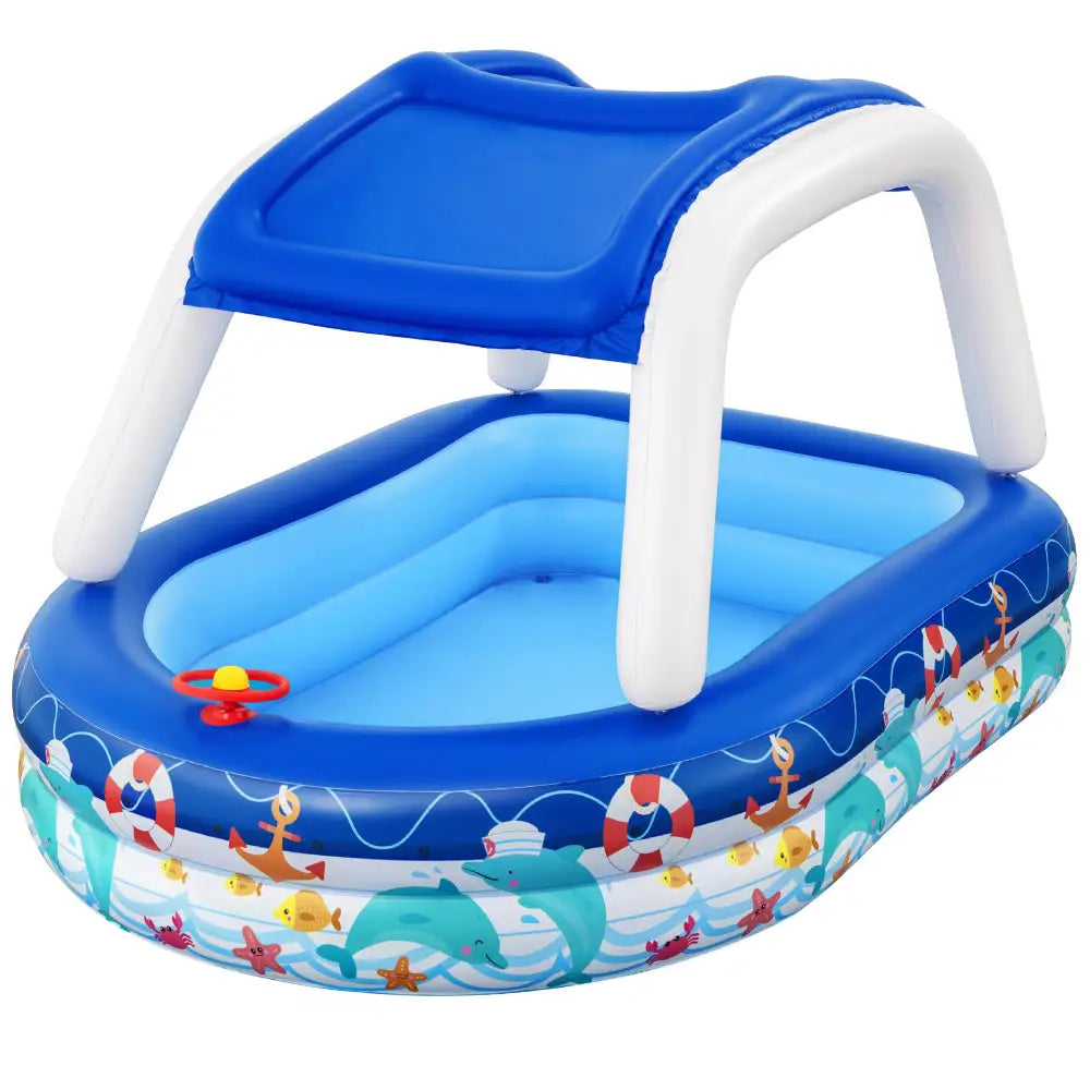 Bestway Kids Pool 213x155x132cm Inflatable Swimming w/ Canopy Play Pools 282L - Home & Garden > Pool & Accessories >
