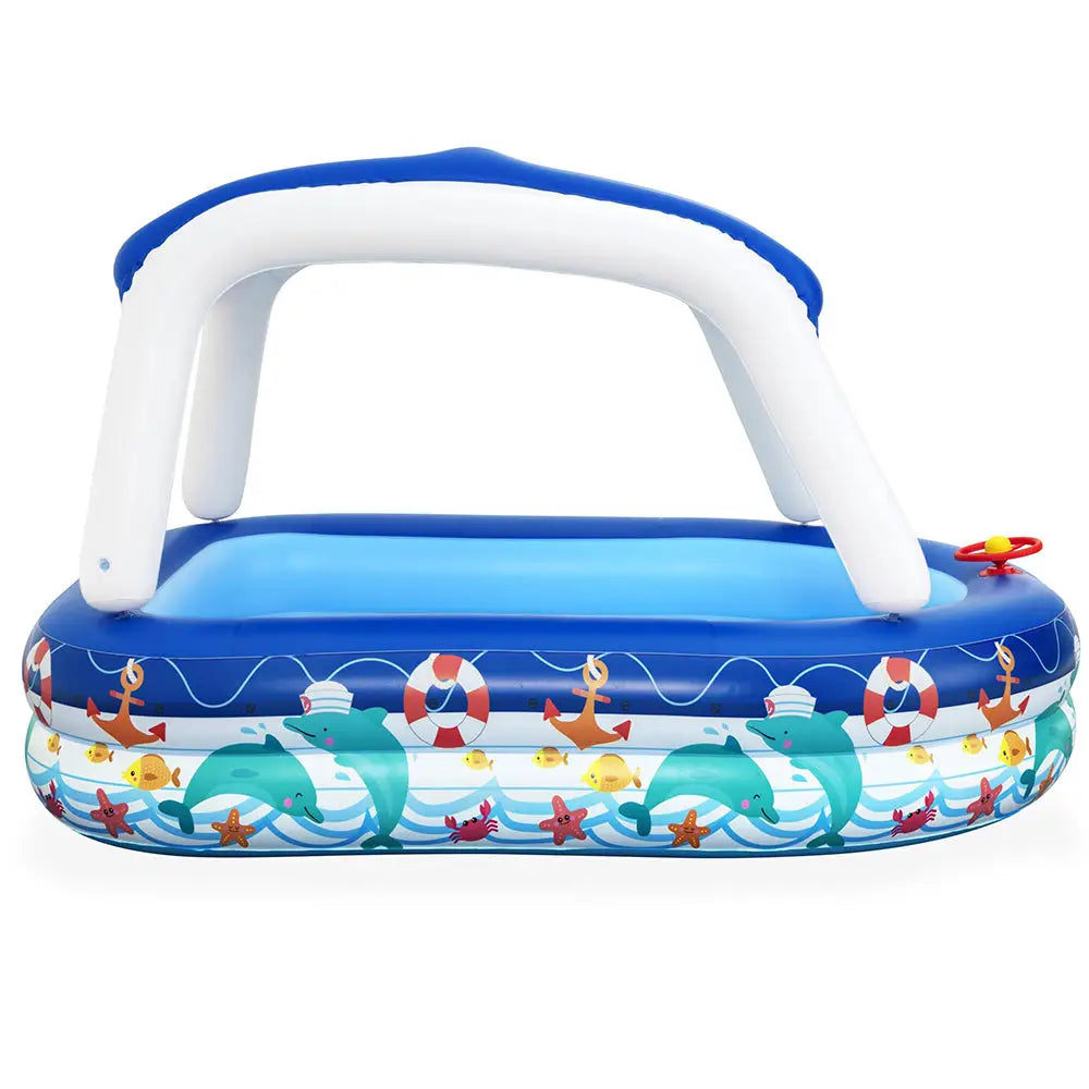 Bestway Kids Pool 213x155x132cm Inflatable Swimming w/ Canopy Play Pools 282L - Home & Garden > Pool & Accessories >