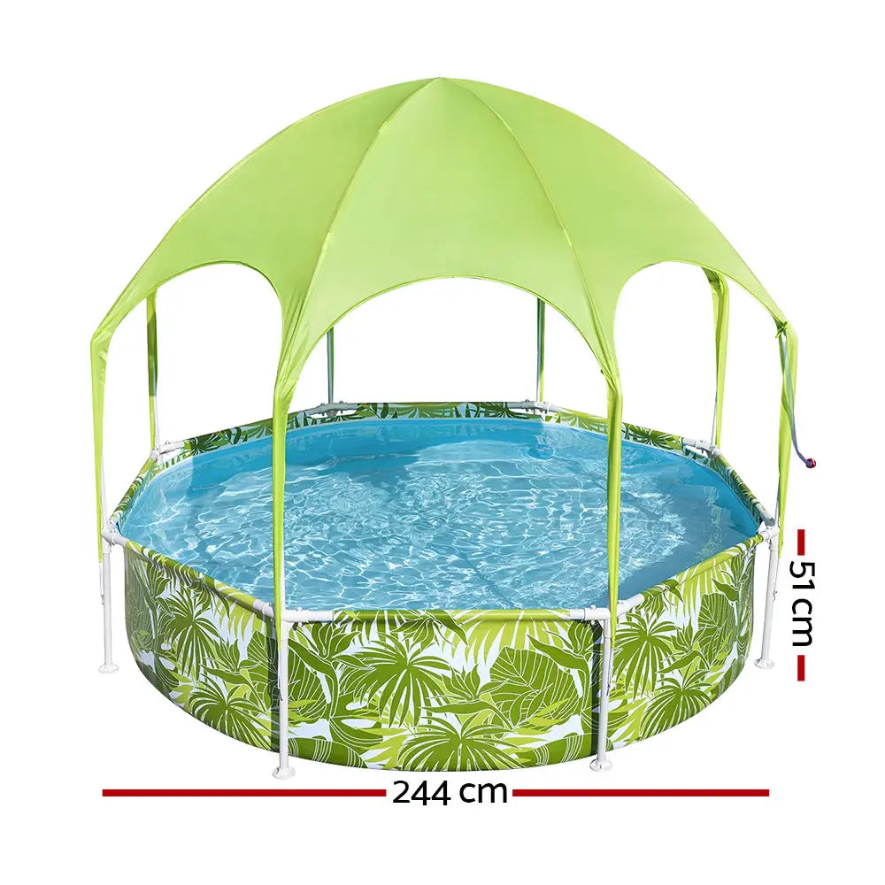Bestway Kids Pool 244x51cm Steel Frame Swimming Play Pools Canopy 1688L - Home & Garden > Pool & Accessories > Swimming