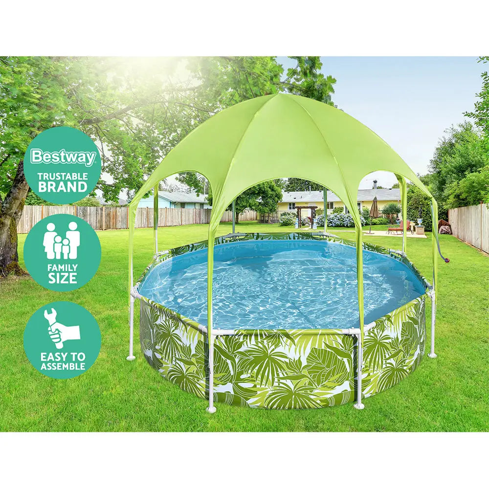 Bestway Kids Pool 244x51cm Steel Frame Swimming Play Pools Canopy 1688L - Home & Garden > Pool & Accessories > Swimming