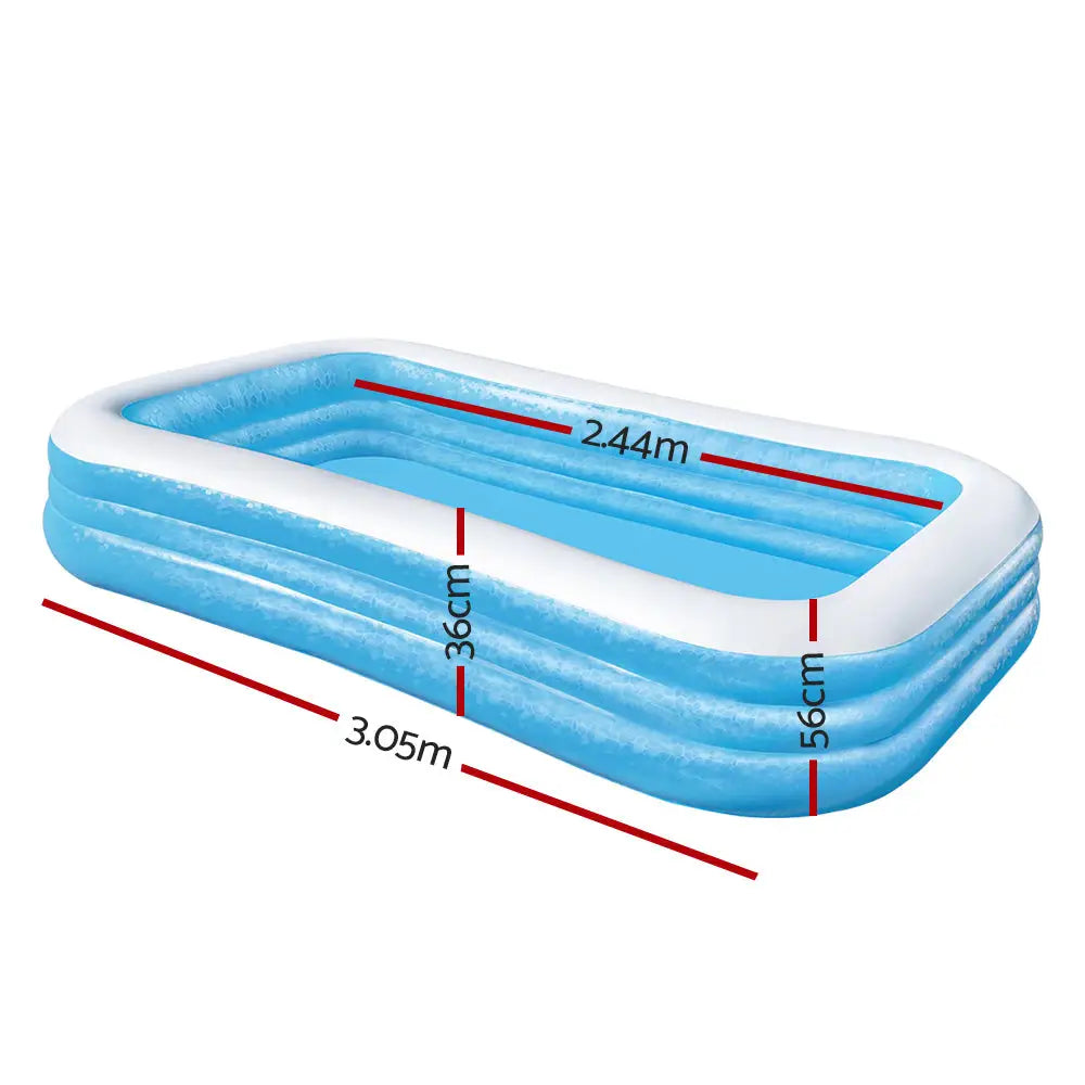 Bestway Kids Pool 305x183x56cm Inflatable Above Ground Swimming Pools 1161L - Home & Garden > Pool & Accessories >