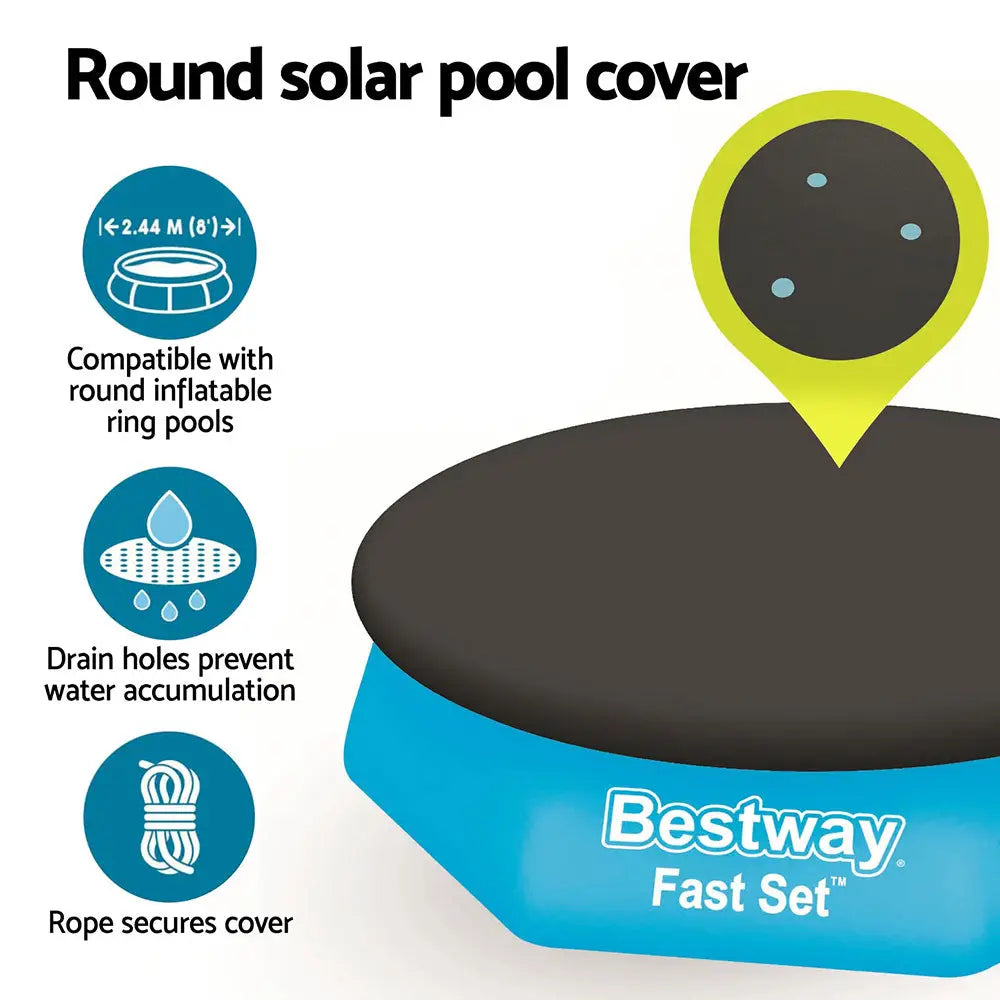 Bestway Pool Cover Fits 2.44m Above Ground Swimming Pool PVC Blanket - Home & Garden > Pool & Accessories > Pool Covers