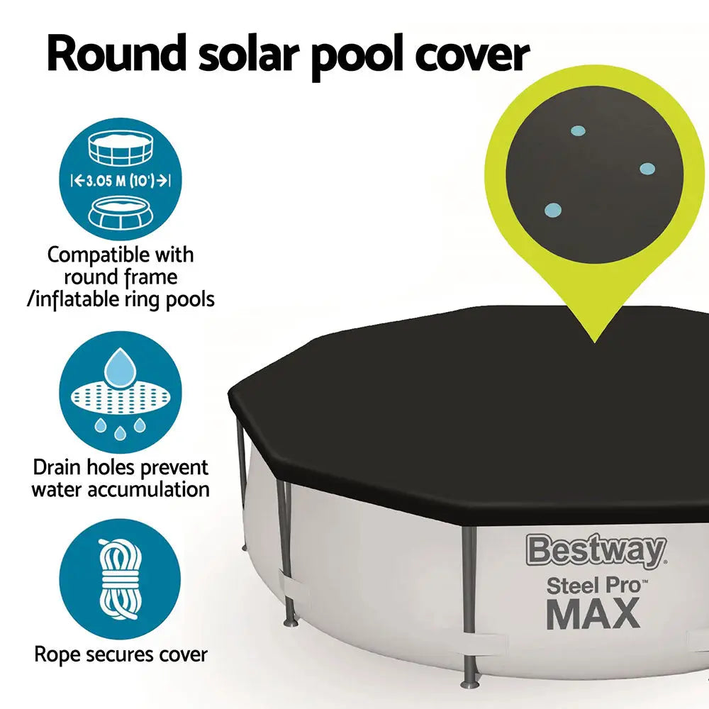 Bestway Pool Cover Fits 3.05m Round Above Ground Swimming Pool PVC Blanket - Home & Garden > Pool & Accessories > Pool