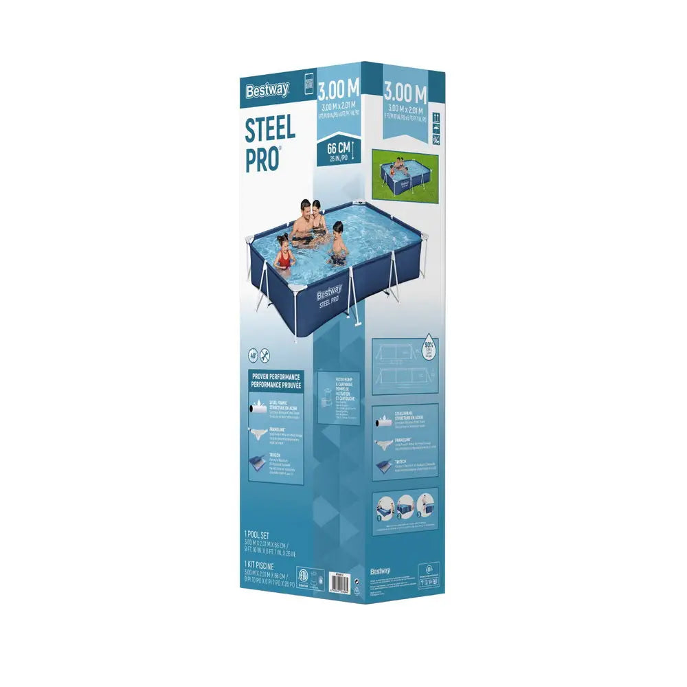 Bestway Swimming Pool 221x150x43cm Steel Frame Above Ground Pools 1200L - Home & Garden > Pool & Accessories > Swimming