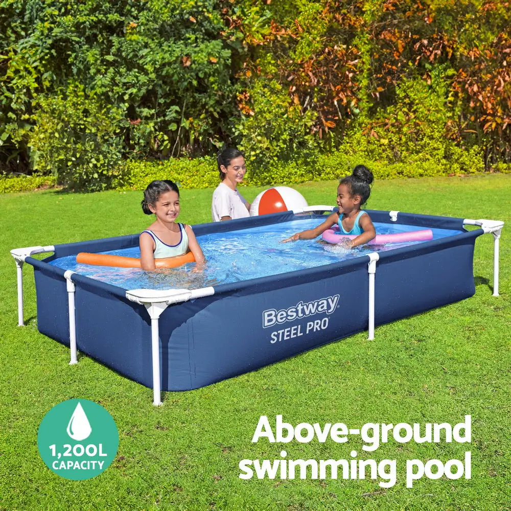 Bestway Swimming Pool 221x150x43cm Steel Frame Above Ground Pools 1200L - Home & Garden > Pool & Accessories > Swimming