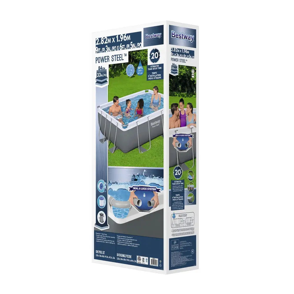 Bestway Swimming Pool 282x196x84cm Steel Frame Above Ground Pools Filter Pump 3662L - Home & Garden > Pool &