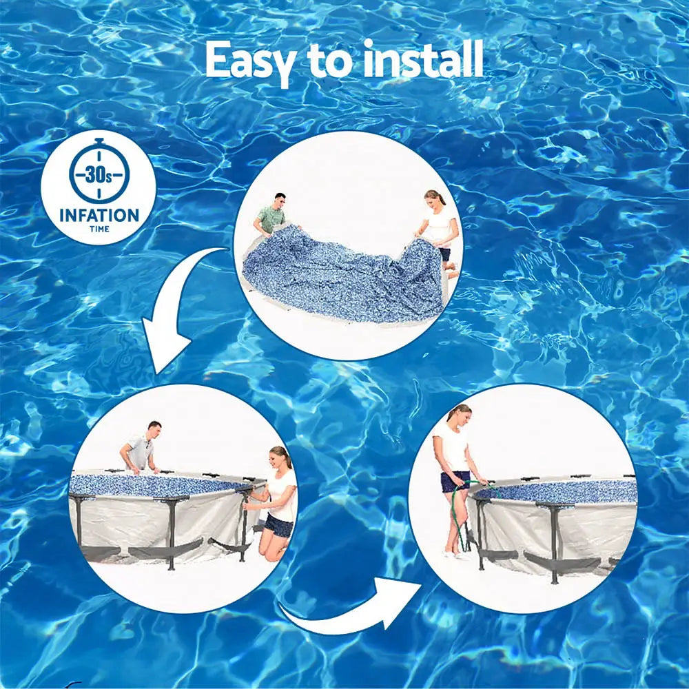 Bestway Swimming Pool 366x100cm Steel Frame Round Above Ground Pools w/ Filter Pump 9150L - Home & Garden > Pool &