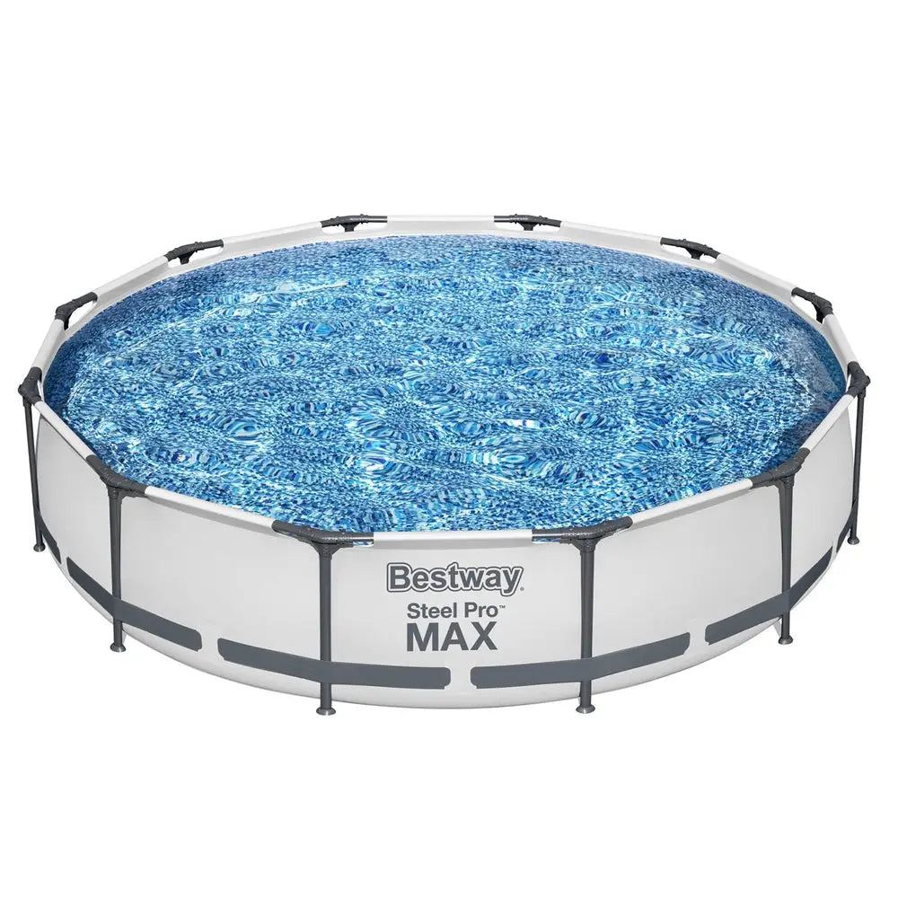 Bestway Swimming Pool 366x76cm Steel Frame Round Above Ground Pools w/ Filter Pump 6473L - Home & Garden > Pool &