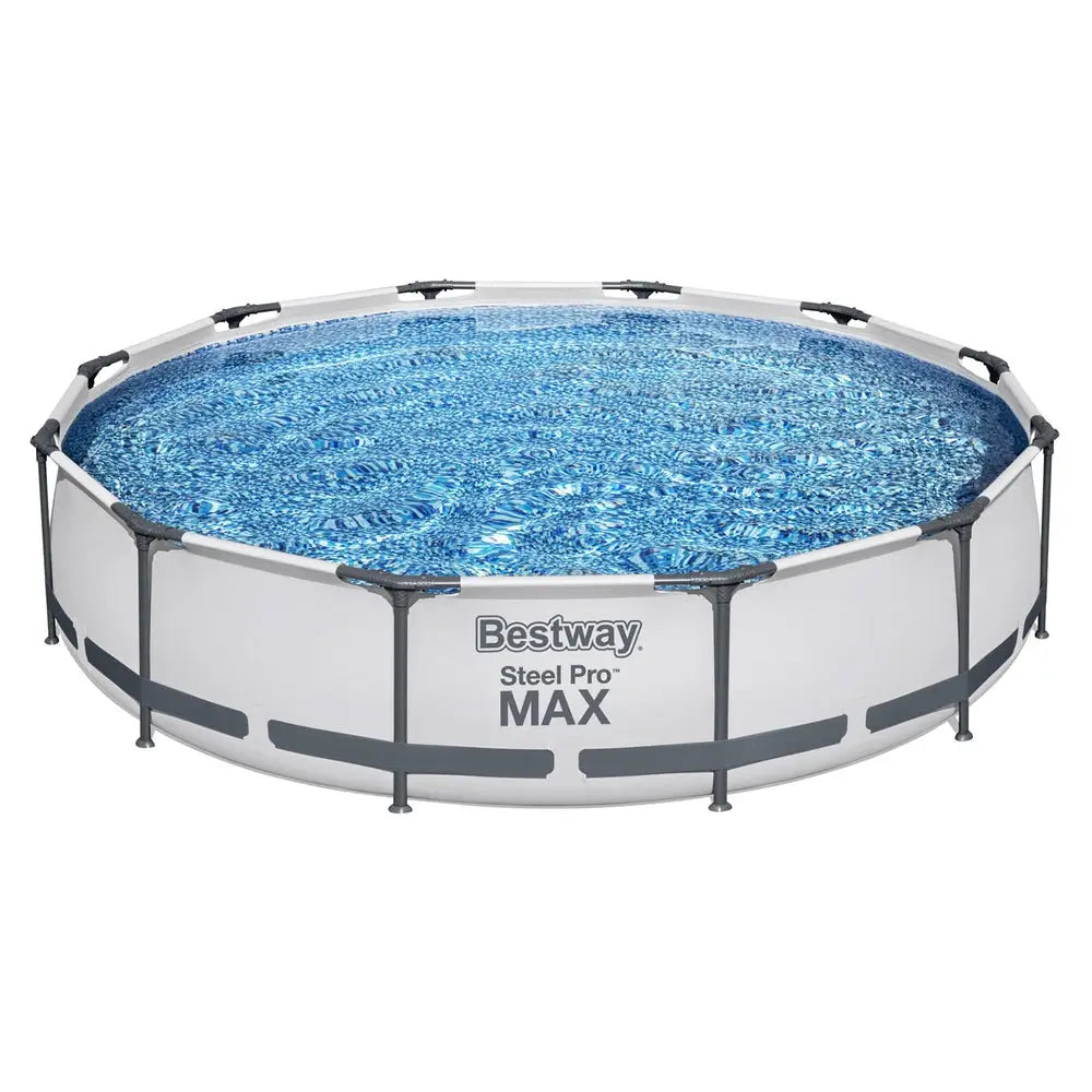 Bestway Swimming Pool 366x76cm Steel Frame Round Above Ground Pools w/ Filter Pump 6473L - Home & Garden > Pool &