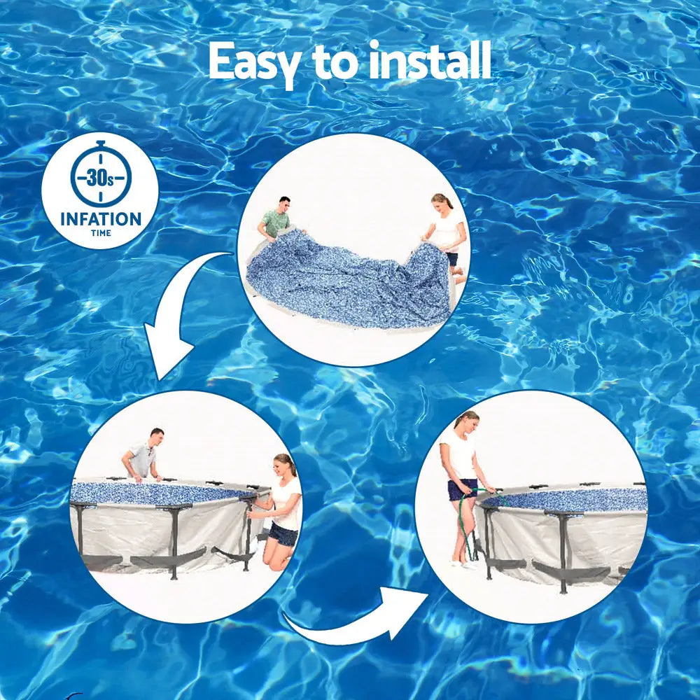 Bestway Swimming Pool 366x76cm Steel Frame Round Above Ground Pools w/ Filter Pump 6473L - Home & Garden > Pool &