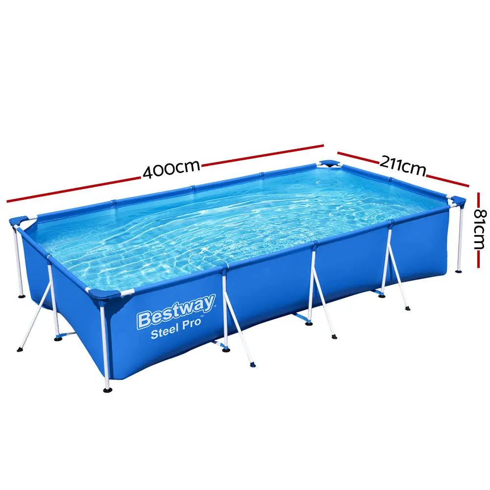 Bestway Swimming Pool 400x211x81cm Steel Frame Above Ground Pools 5700L - Home & Garden > Pool & Accessories > Swimming