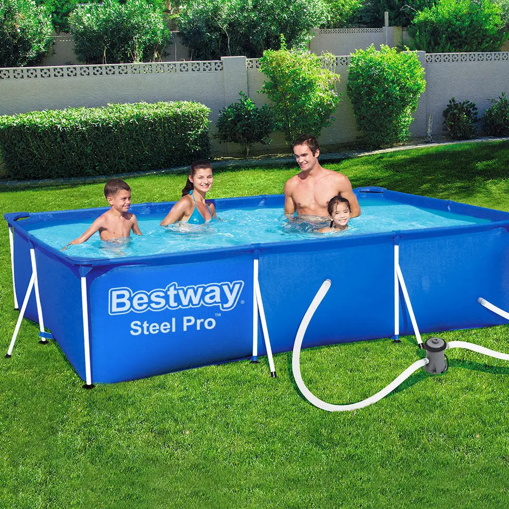 Bestway Swimming Pool 400x211x81cm Steel Frame Above Ground Pools w/ Filter Pump 5700L - Home & Garden > Pool &