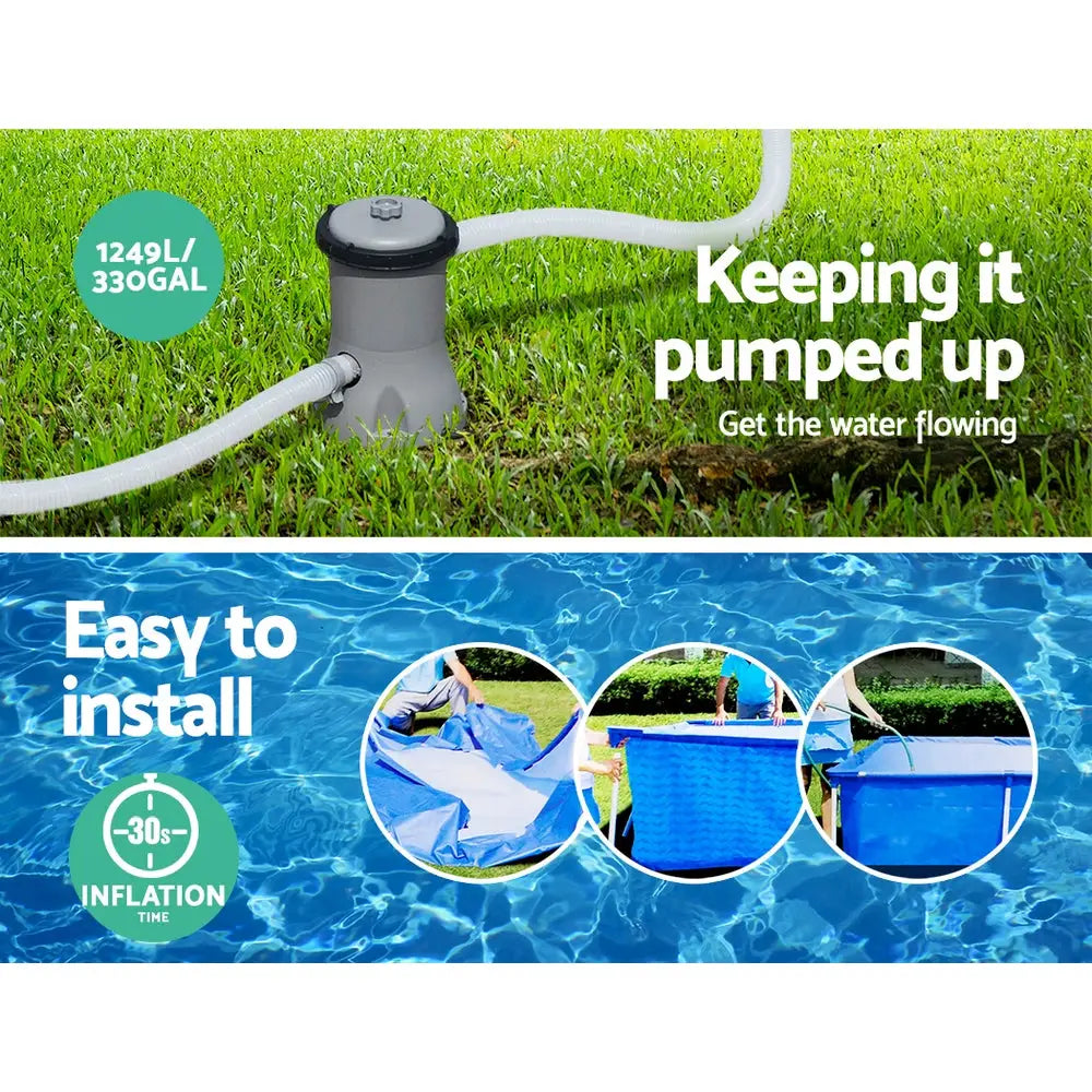 Bestway Swimming Pool 400x211x81cm Steel Frame Above Ground Pools w/ Filter Pump 5700L - Home & Garden > Pool &