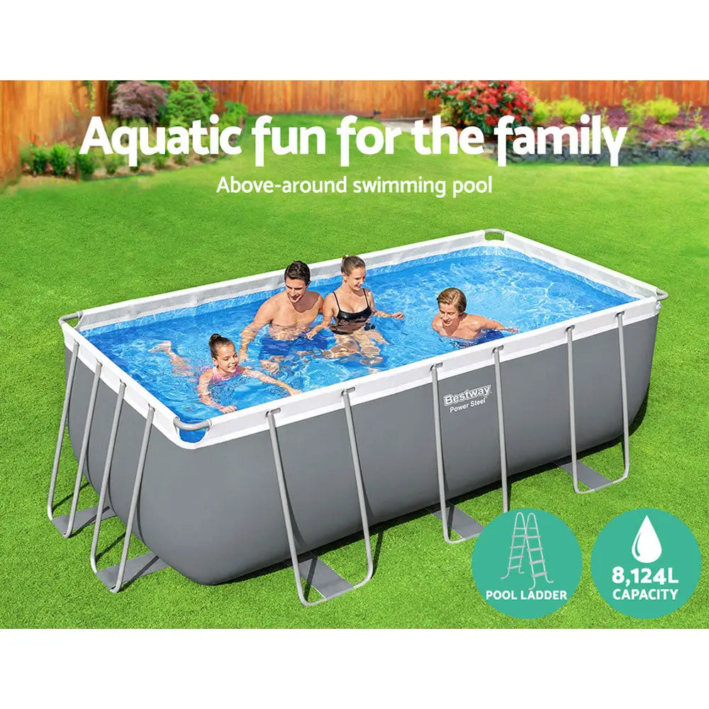 Bestway Swimming Pool 412x201x122cm Steel Frame Above Ground Pools Filter Pump Ladder 8124L - Home & Garden > Pool &