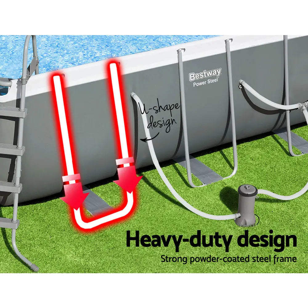 Bestway Swimming Pool 412x201x122cm Steel Frame Above Ground Pools Filter Pump Ladder 8124L - Home & Garden > Pool &