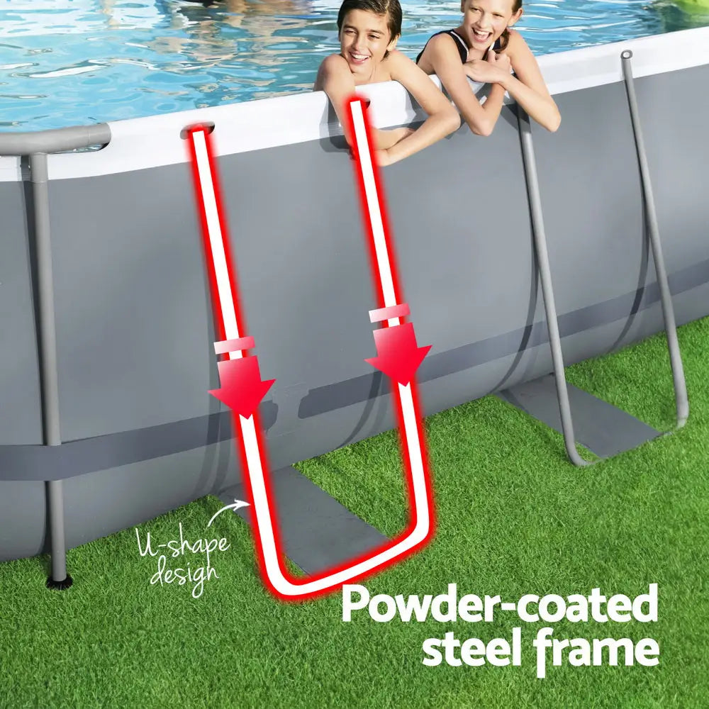 Bestway Swimming Pool 427x250x100cm Steel Frame Above Ground Pools Filter Pump Ladder 7250L - Home & Garden > Pool &