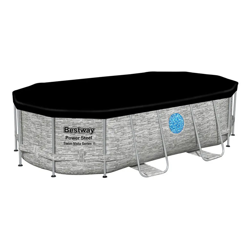 Bestway Swimming Pool 427x250x100cm Steel Frame Above Ground Pools Filter Pump Ladder 7250L - Home & Garden > Pool &