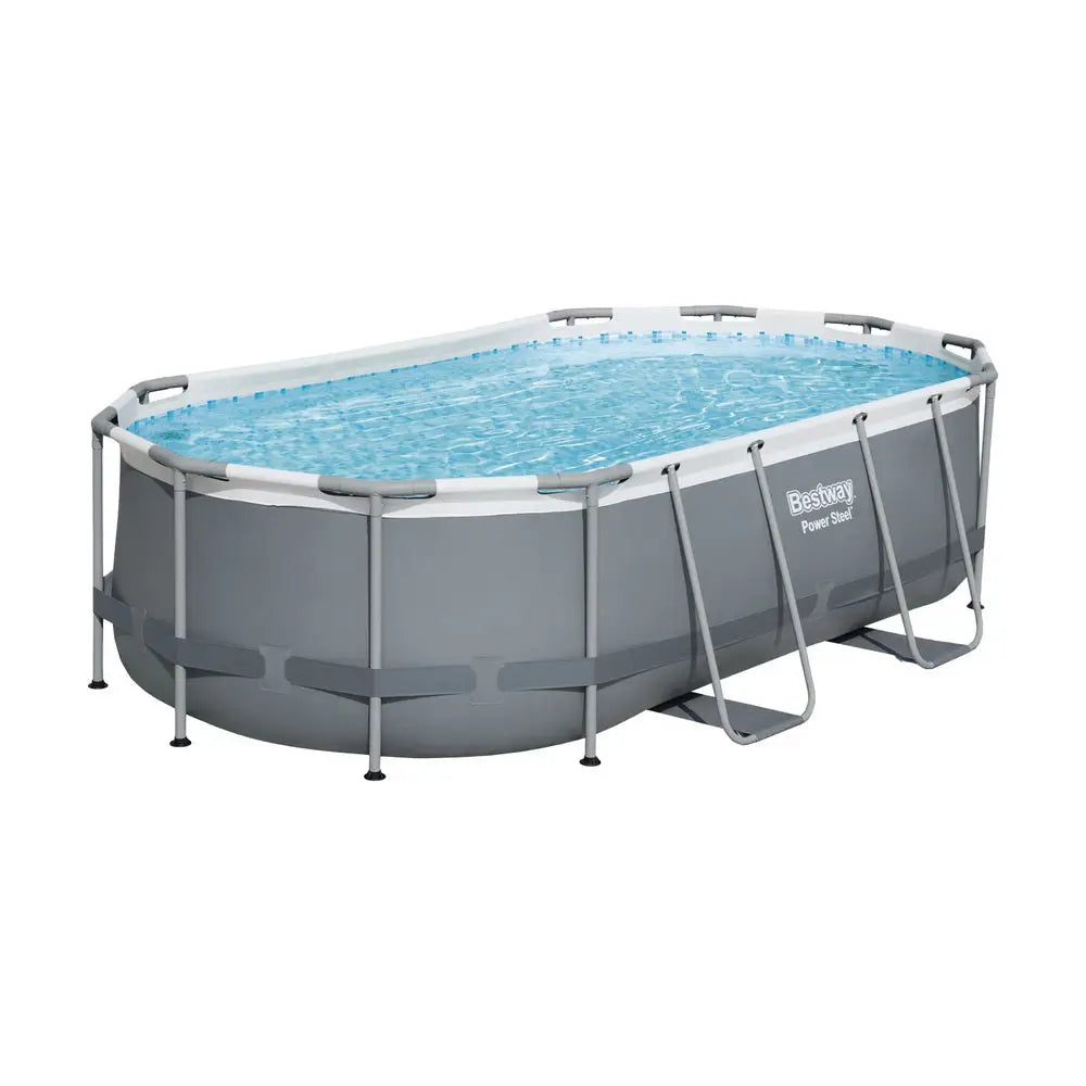 Bestway Swimming Pool 427x250x100cm Steel Frame Above Ground Pools Filter Pump Ladder 7250L - Home & Garden > Pool &